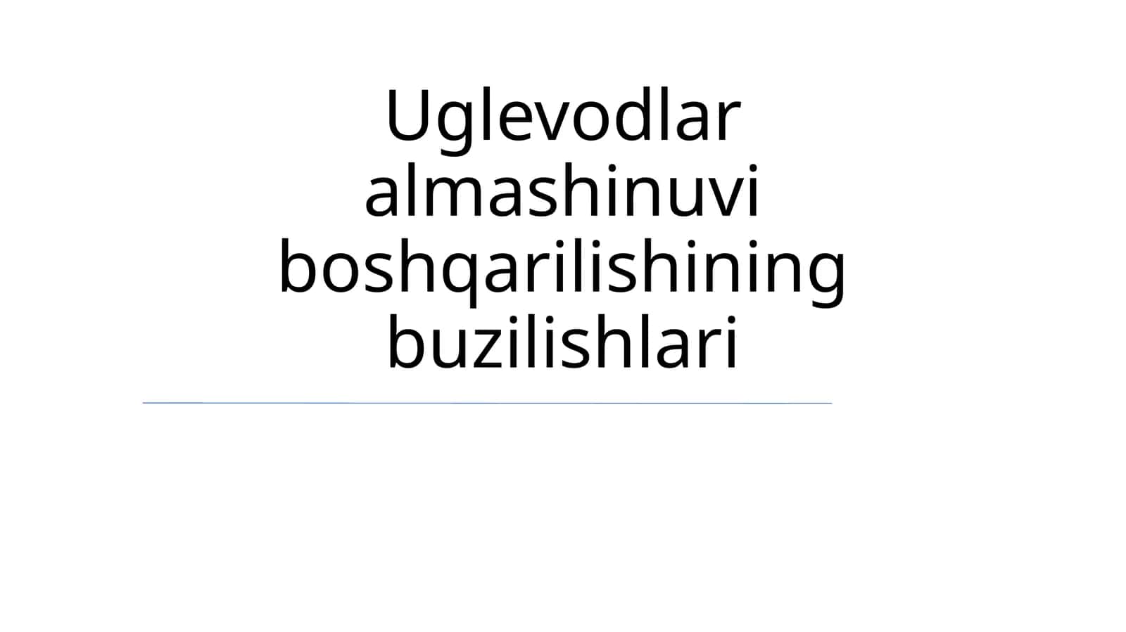 Uglevodlar almashinuvi boshqarilishining buzilishlari 1