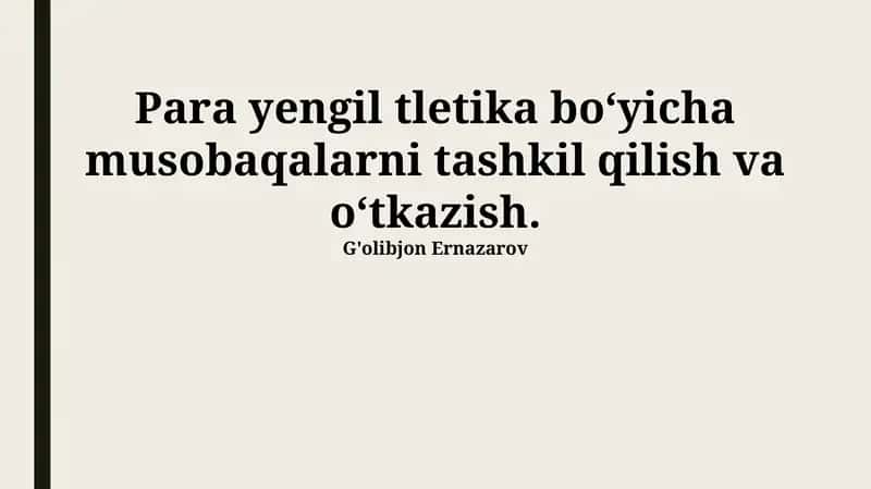 Para atletika musobaqalari qoidalari va reglamentlari 1