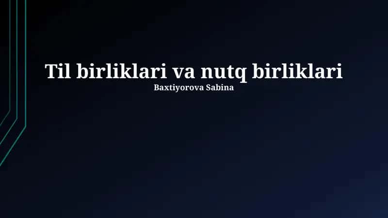 Til va Nutq Birliklari 1