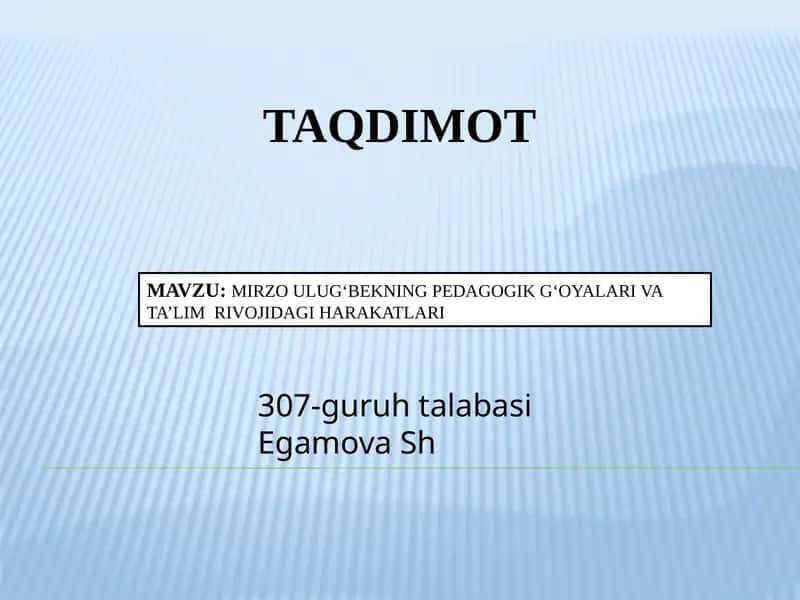 Mirzo Ulug‘bekning Pedagogik G‘oyalari va Ta’lim Rivojidagi Harakatlari 1
