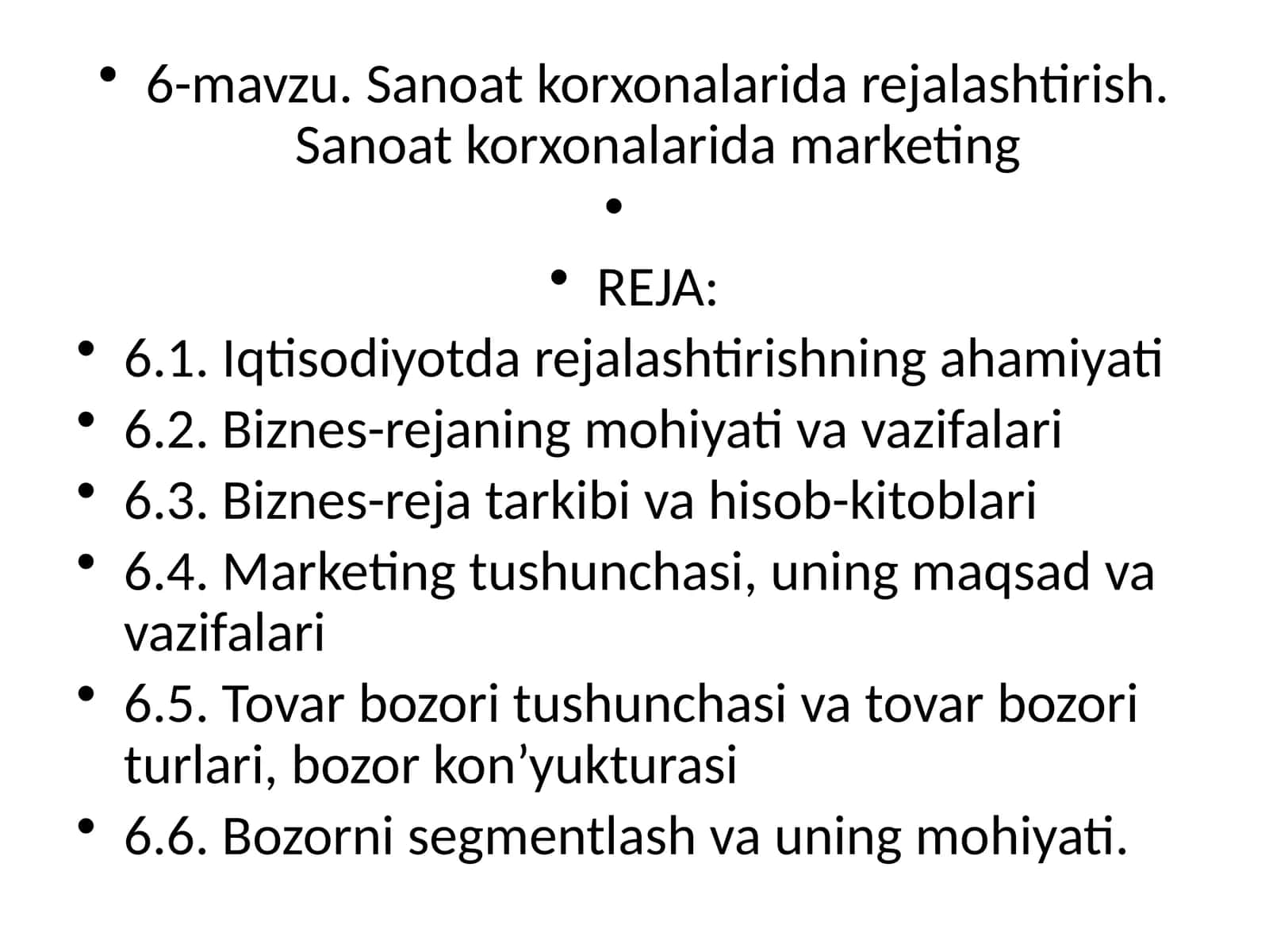Sanoat korxonalarida rejalashtirish 1