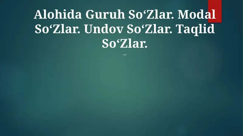 Alohida Guruh SoʻZlar 1