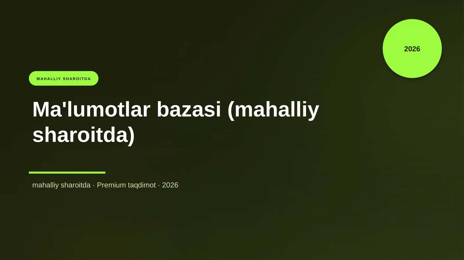 Ma'lumotlar bazasi (mahalliy sharoitda) 1