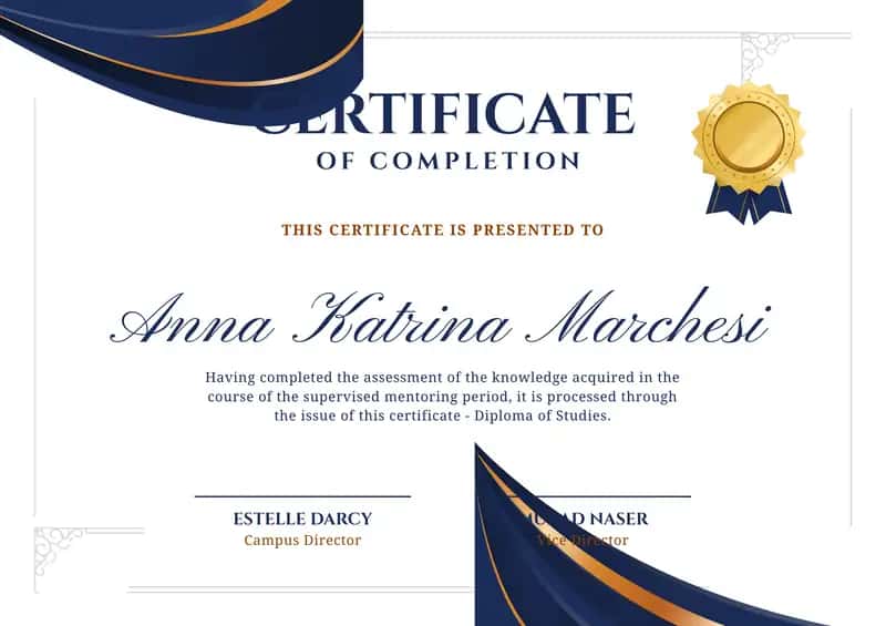 CERTIFICATE OF COMPLETION 1
