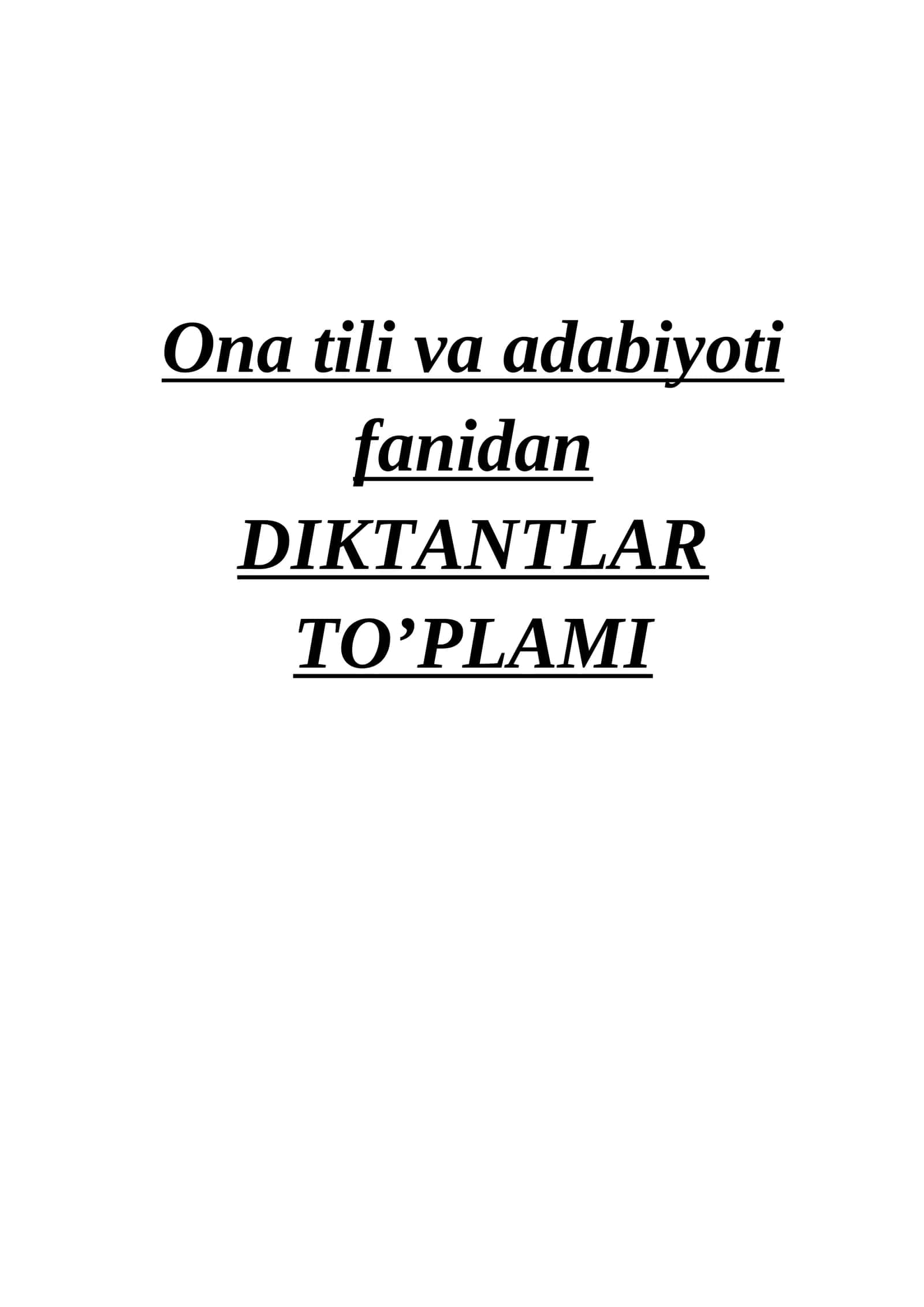 HMQA DIKTANTLAR TO’PLAMI 1