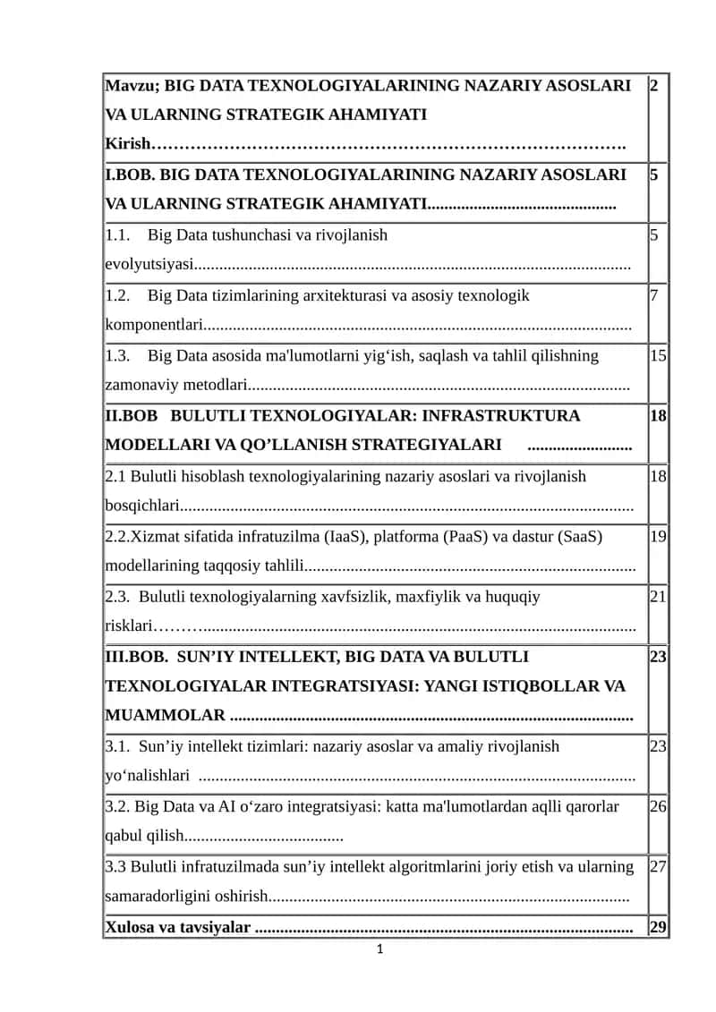 BIG DATA TEXNOLOGIYALARINING NAZARIY ASOSLARI VA ULARNING STRATEGIK AHAMIYATI 1