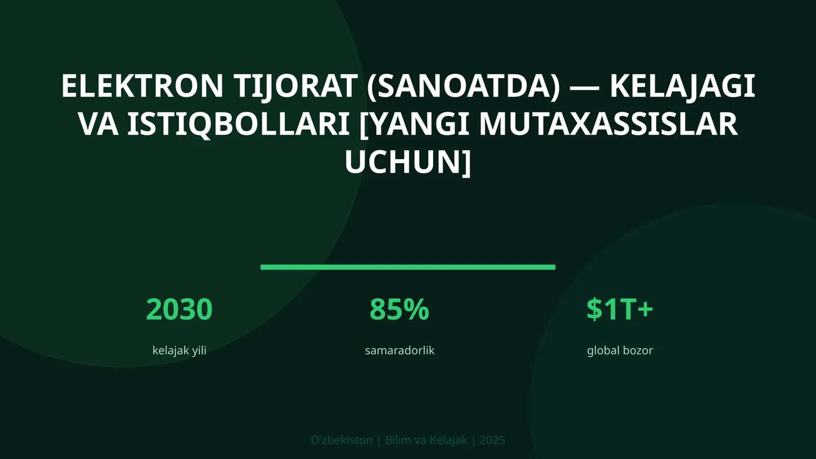 Elektron tijorat (sanoatda) — kelajagi va istiqbollari [yangi mutaxassislar uchun] 1