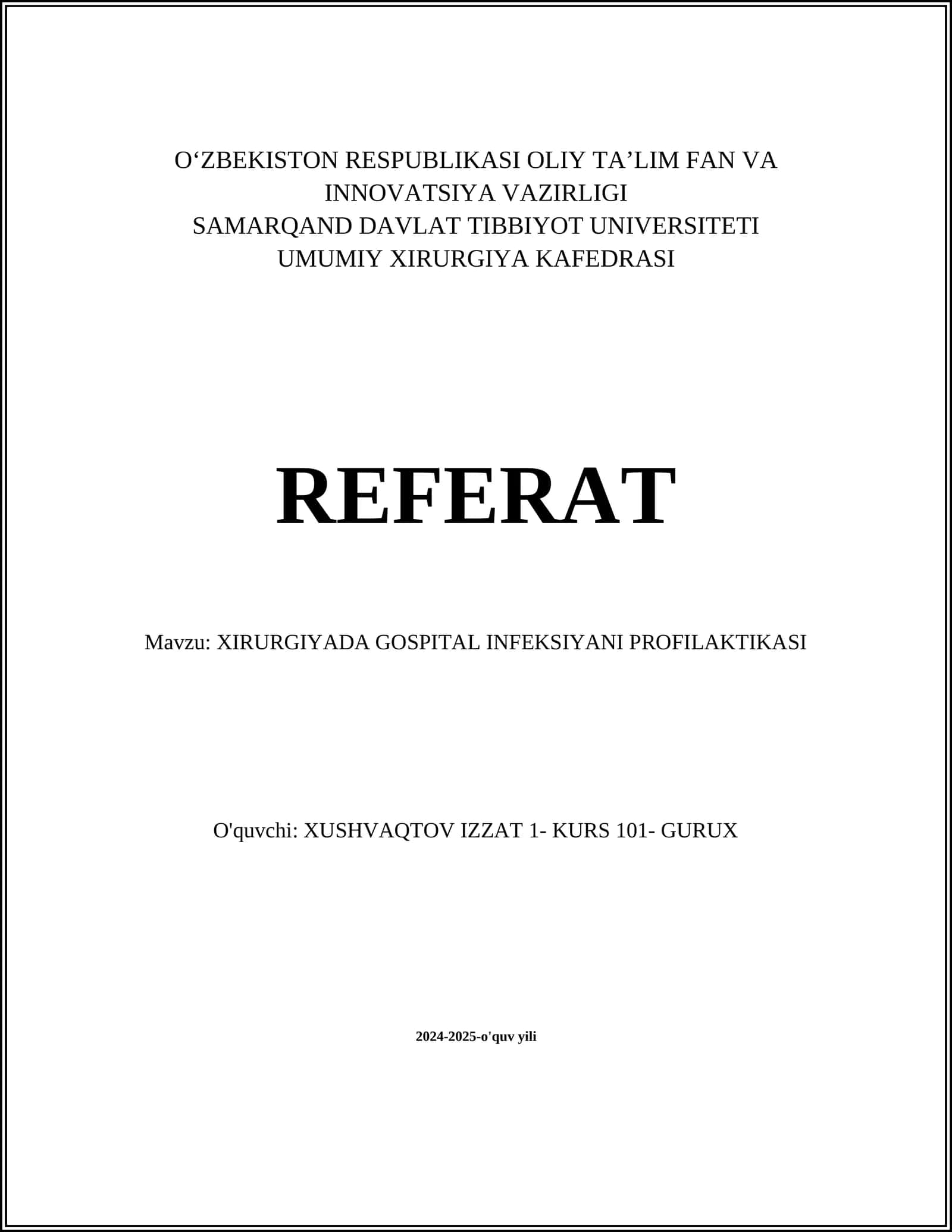 XIRURGIYADA GOSPITAL INFEKSIYANI PROFILAKTIKASI 1