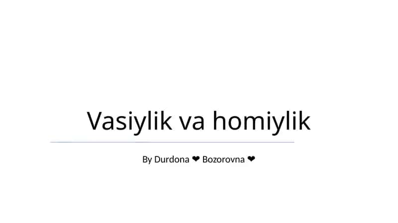 Vasiylik va homiylik 1