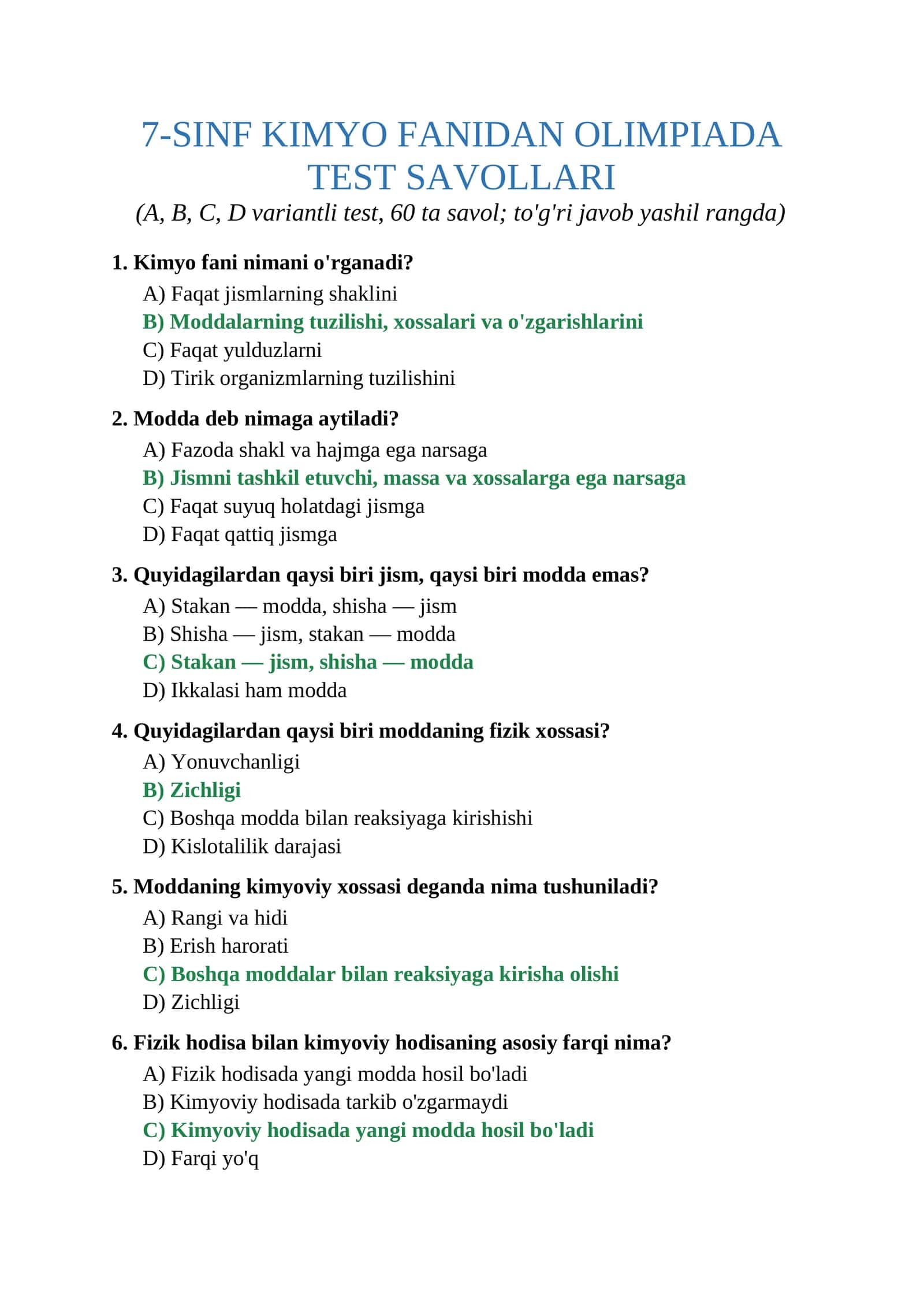 7-SINF KIMYO FANIDAN OLIMPIADA TEST SAVOLLARI 1