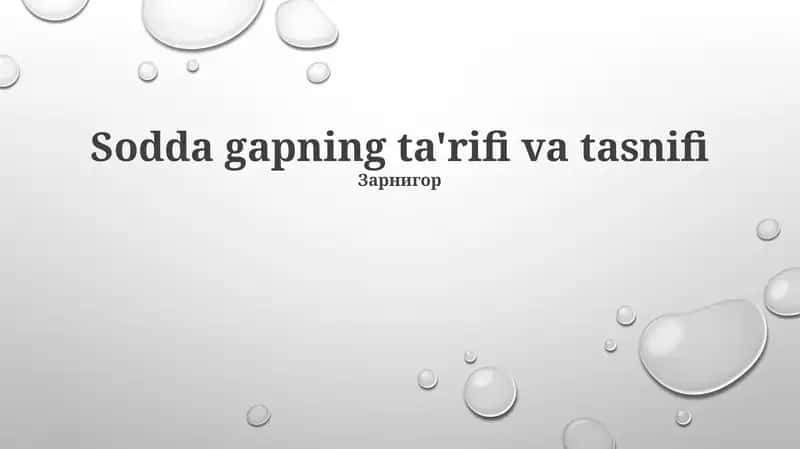 Sodda gapning ta'rifi va tasnifi 1