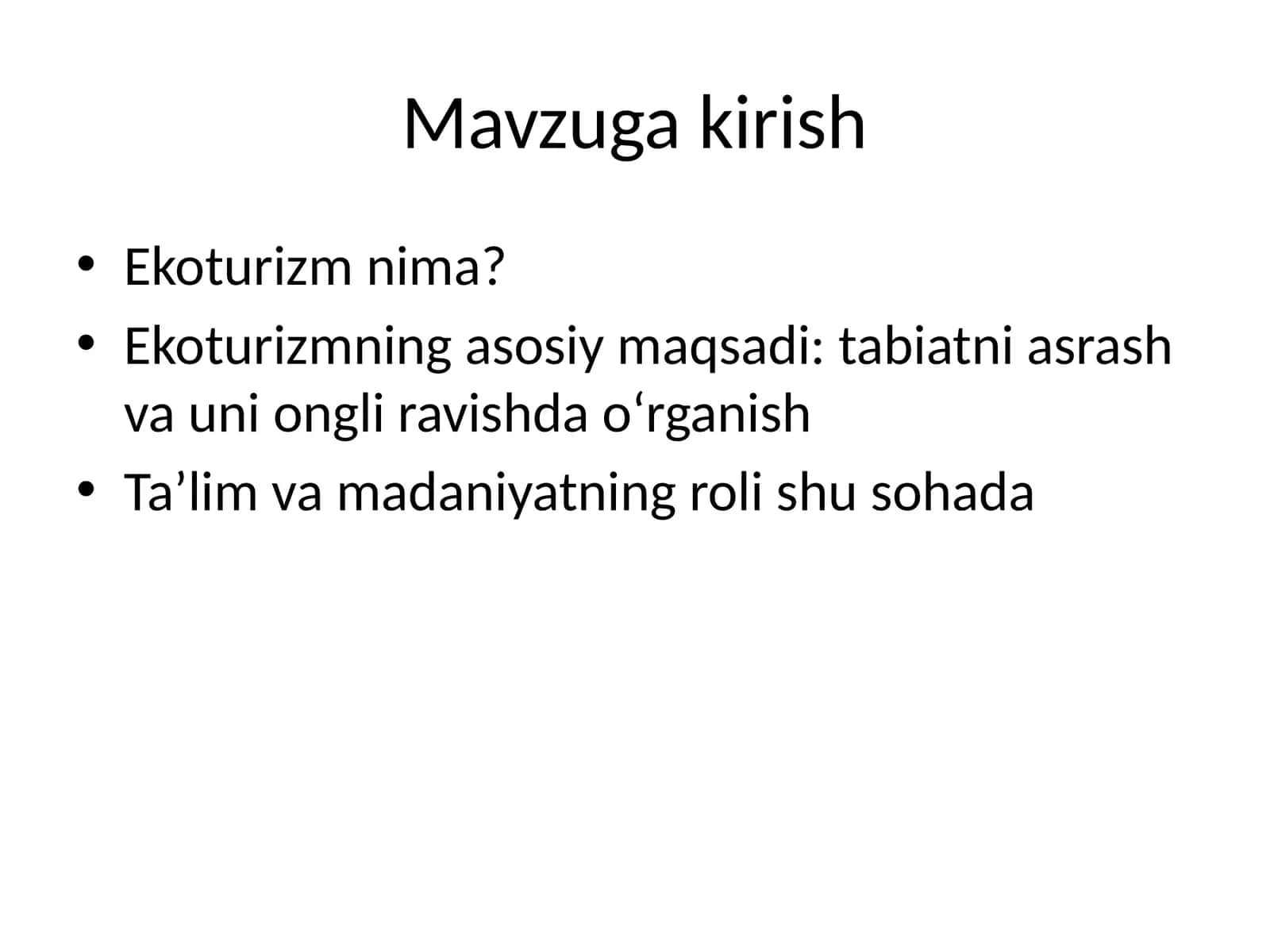 Ekologik turizm haqida ma’lumotlar 1
