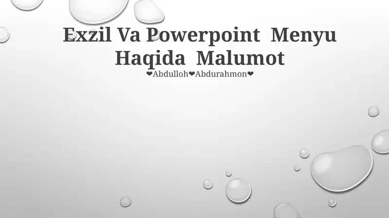 Exzil Va Powerpoint Menyu Haqida Malumot 1