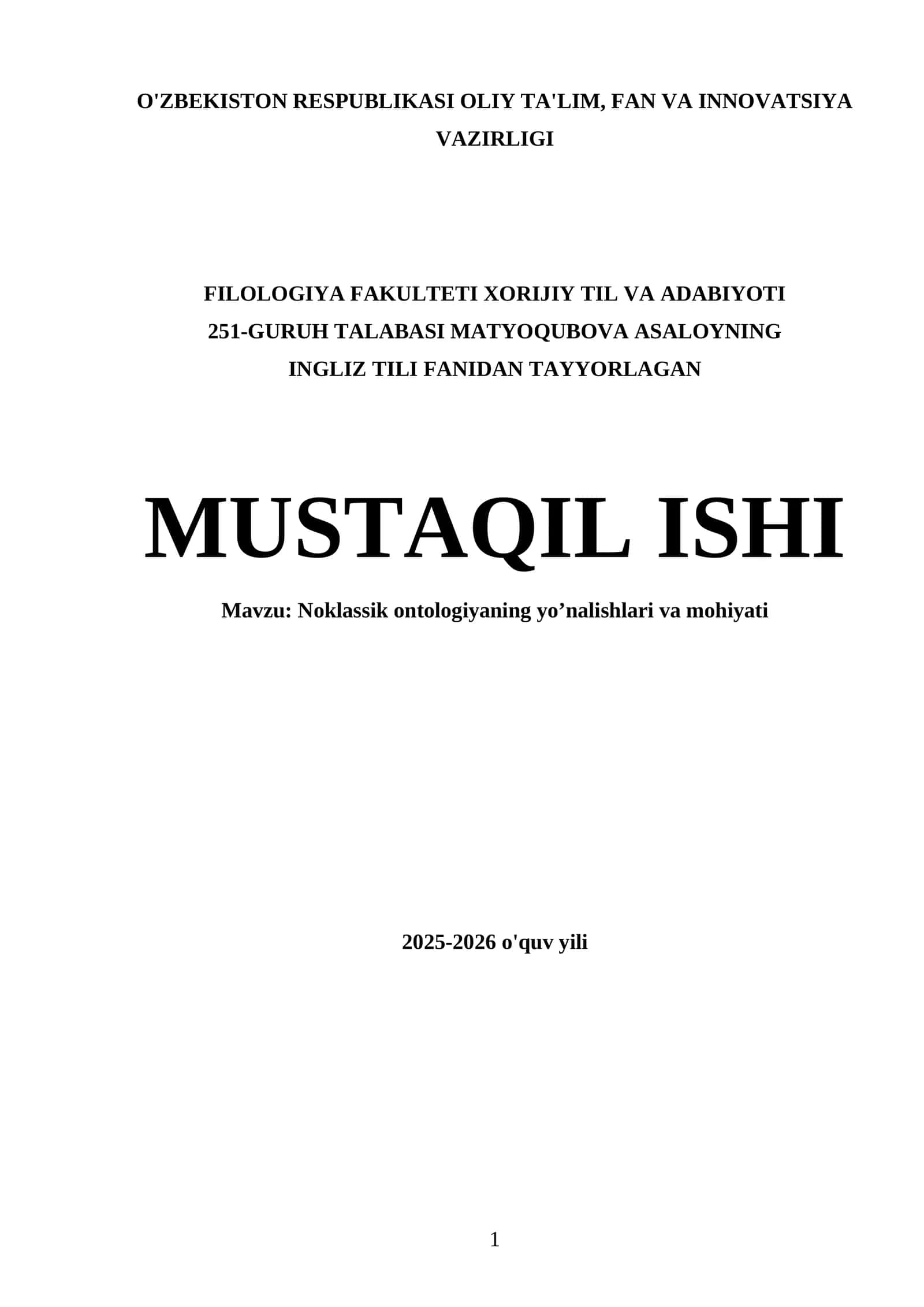 Noklassik ontologiyaning yoʼnalishlari va mohiyati 1