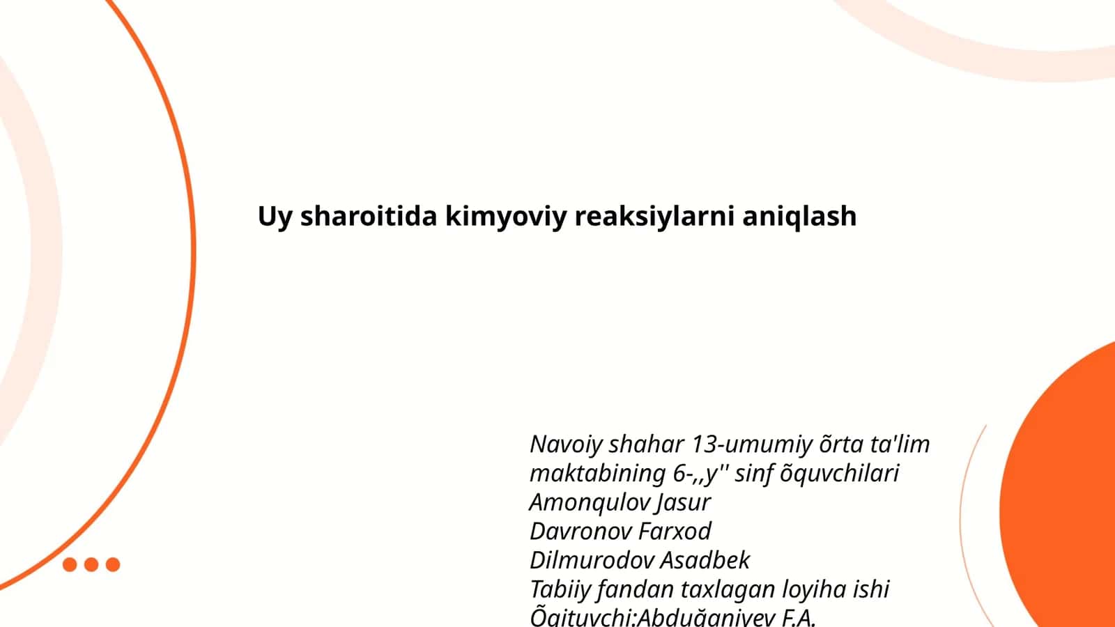 Uy sharoitida kimyoviy reaksiylarni aniqlash 1