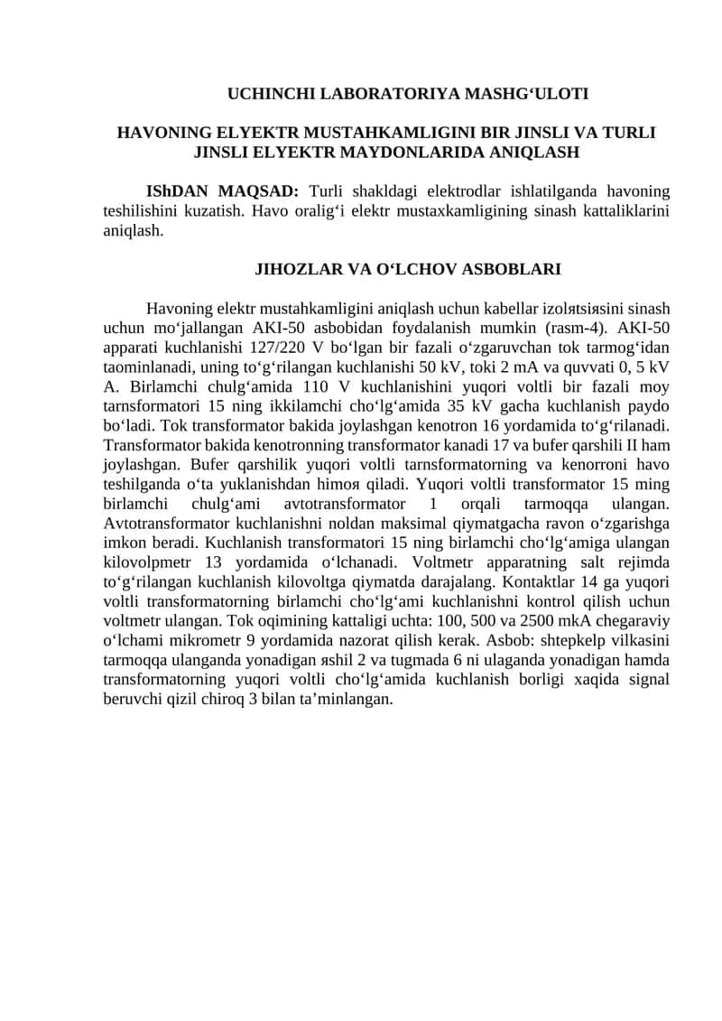 UCHINCHI LABORATORIYA MASHG‘ULOTI 1