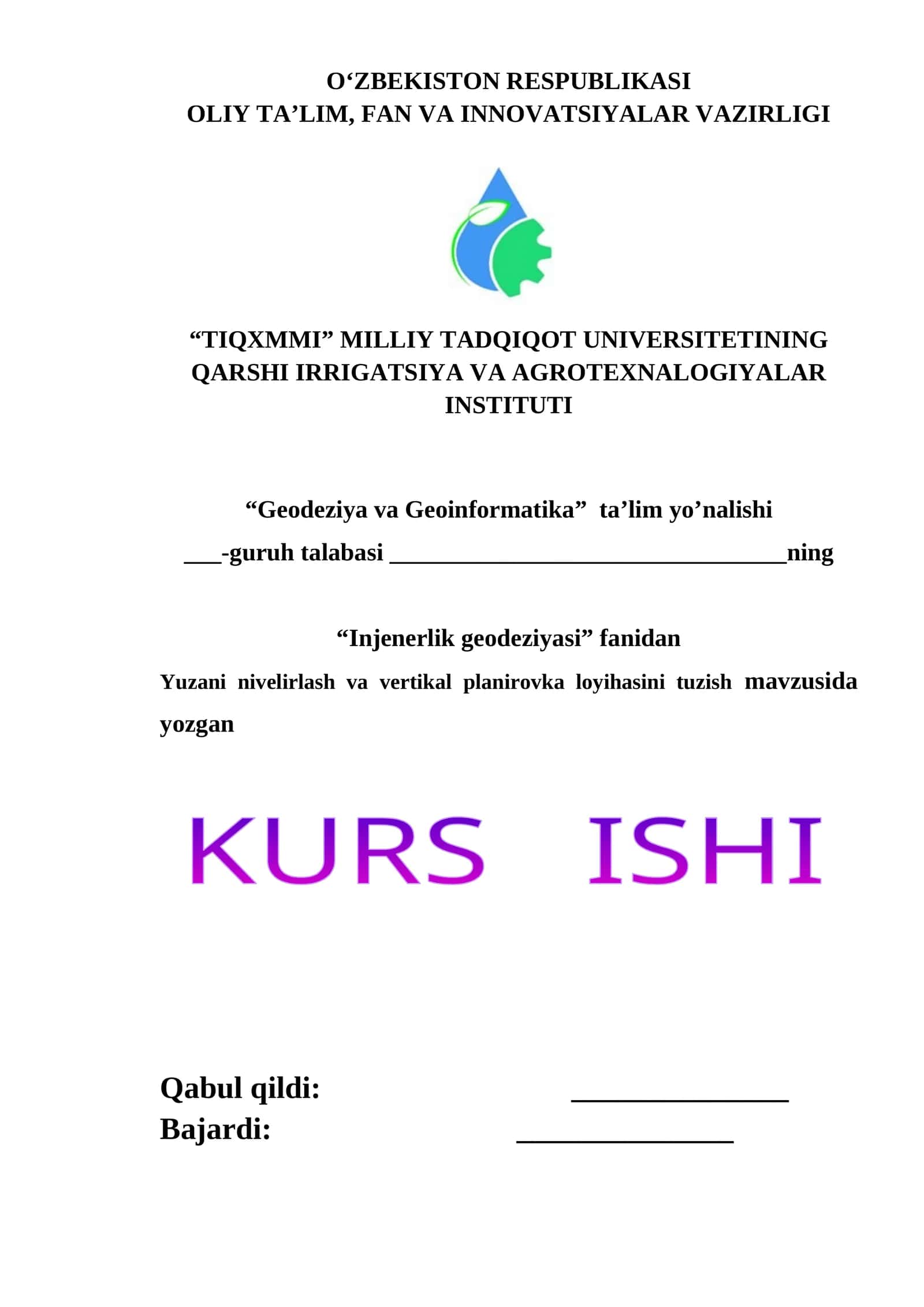 Injenerlik geodeziyasi 1