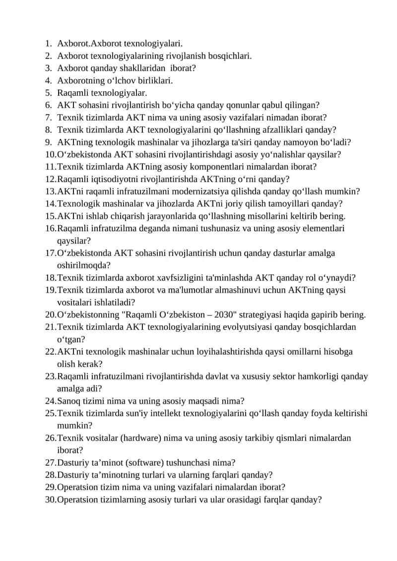 Axborot texnologiyalari 1