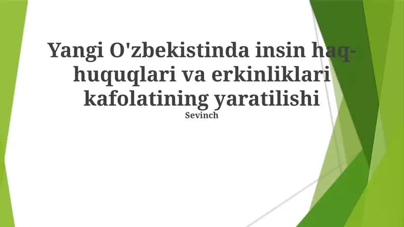 Yangi O'zbekistinda insin haq-huquqlari va erkinliklari kafolatining yaratilishi 1