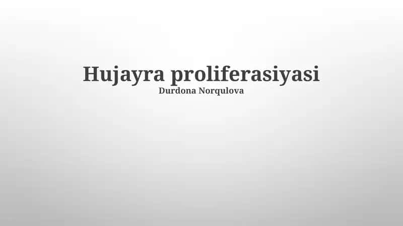 Hujayra proliferasiyasi 1