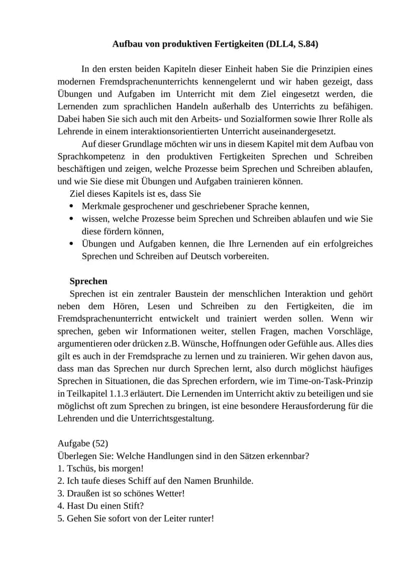 Produktive Fertigkeiten 1