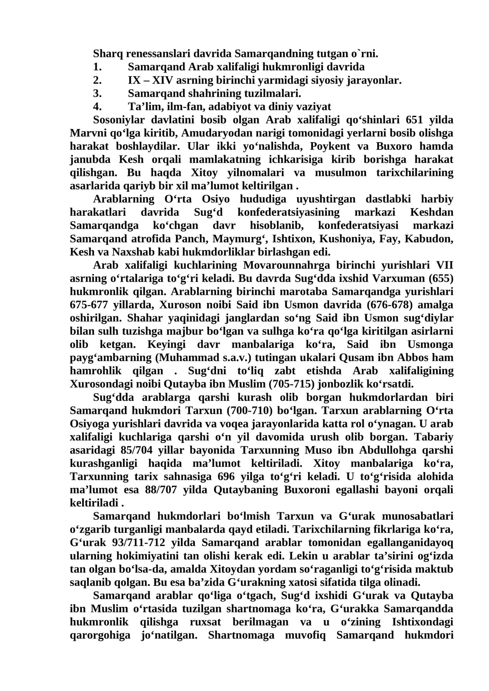 Sharq renessanslari davrida Samarqandning tutgan o`rni 1