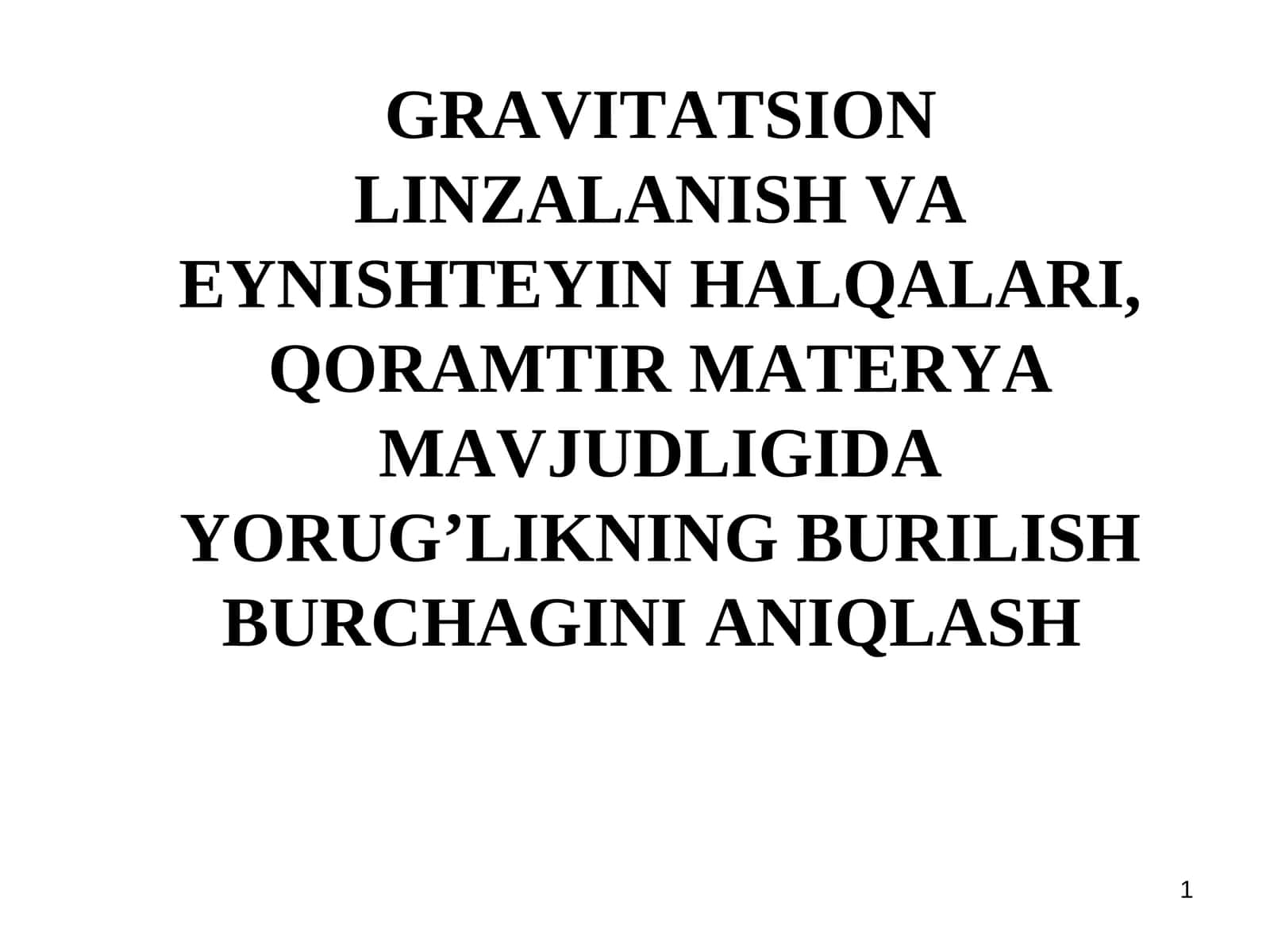 Qoramtir Materya Mavjudligida Yorug’likning Burilish Burchagini Aniqlash 1