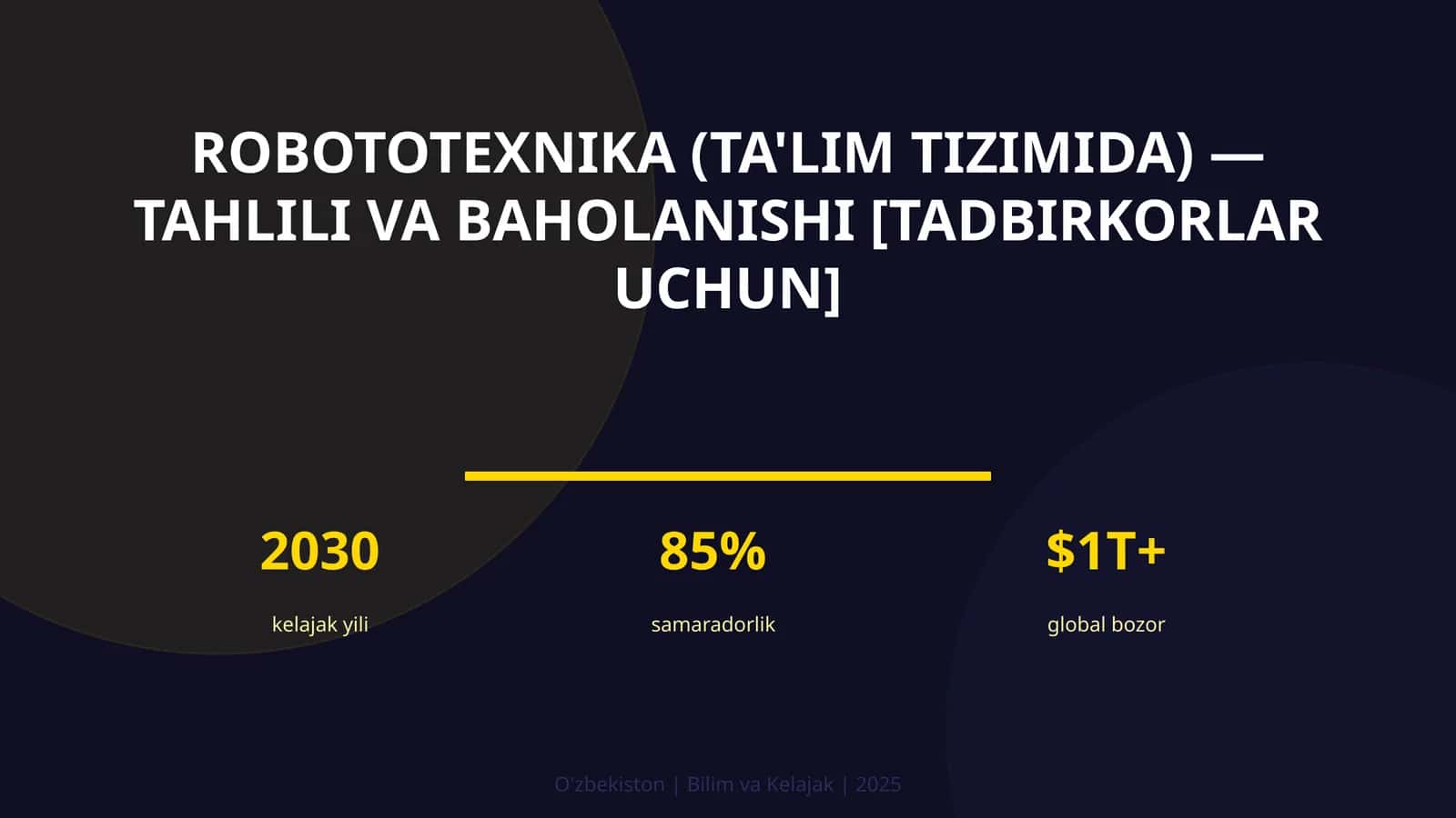 Robototexnika (ta'lim tizimida) — tahlili va baholanishi [tadbirkorlar uchun] 1