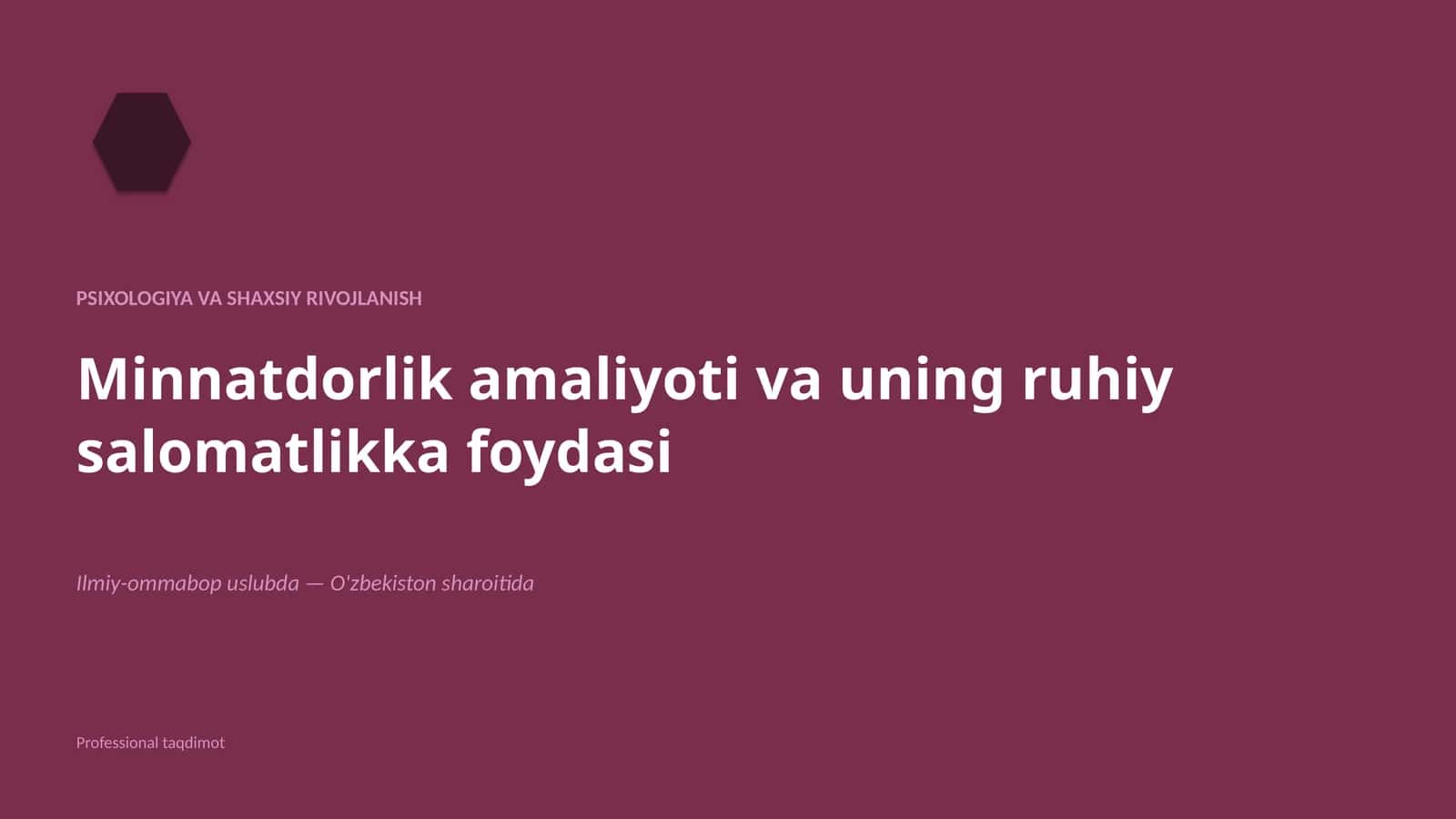 Psixologiya va shaxsiy rivojlanish 1