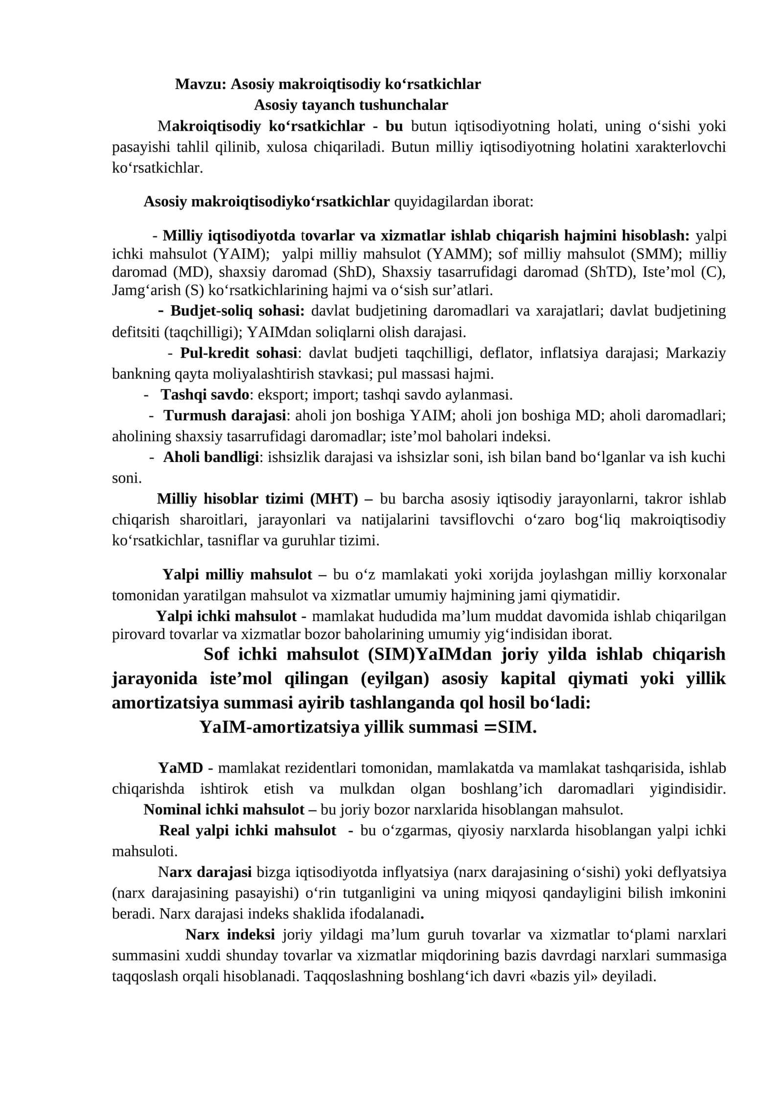 Asosiy makroiqtisodiy kо‘rsatkichlar 1