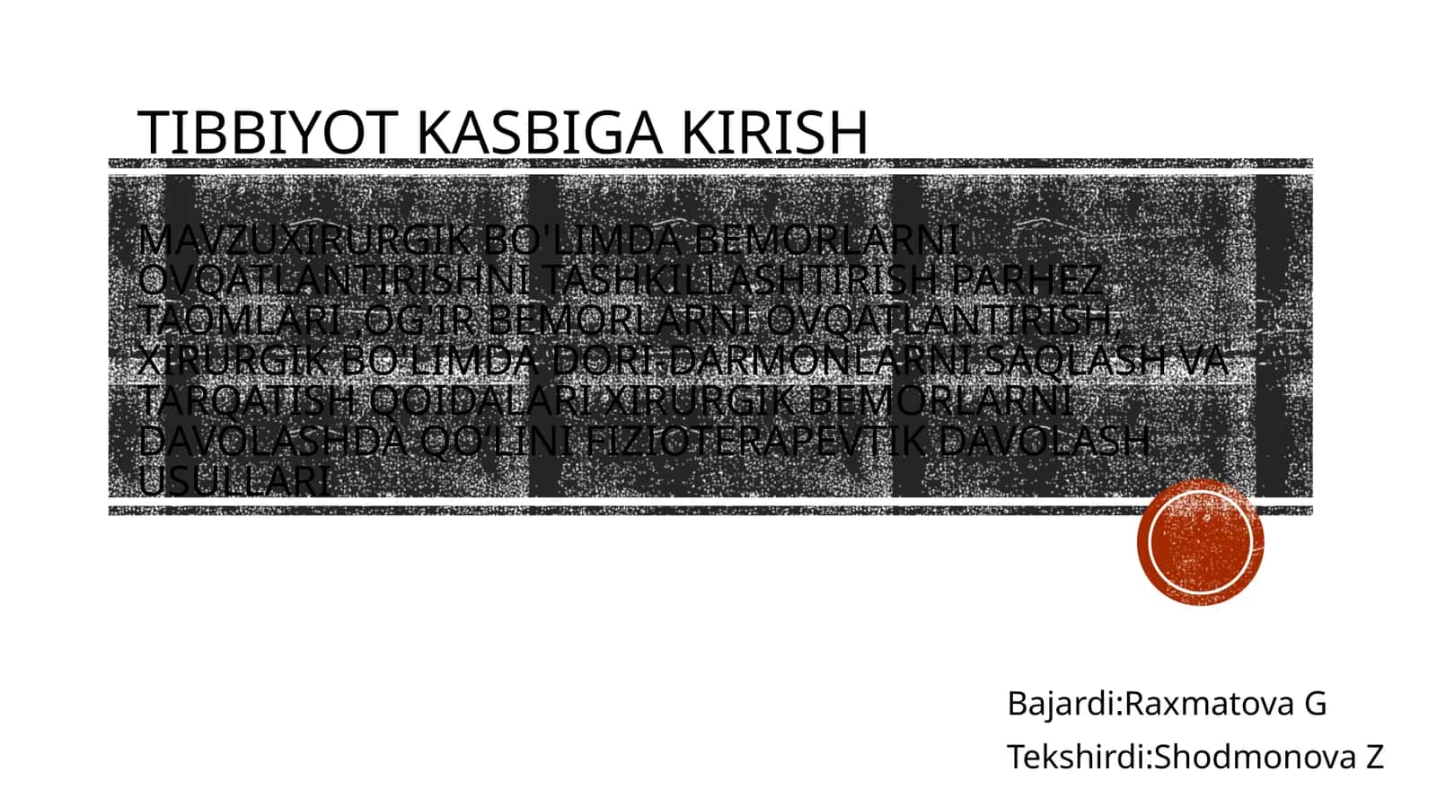 Xirurgik nutriologiya: Oziqlantirish asoslari 1
