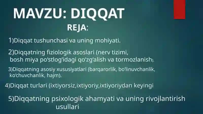 Diqqat haqida prezentatsiya