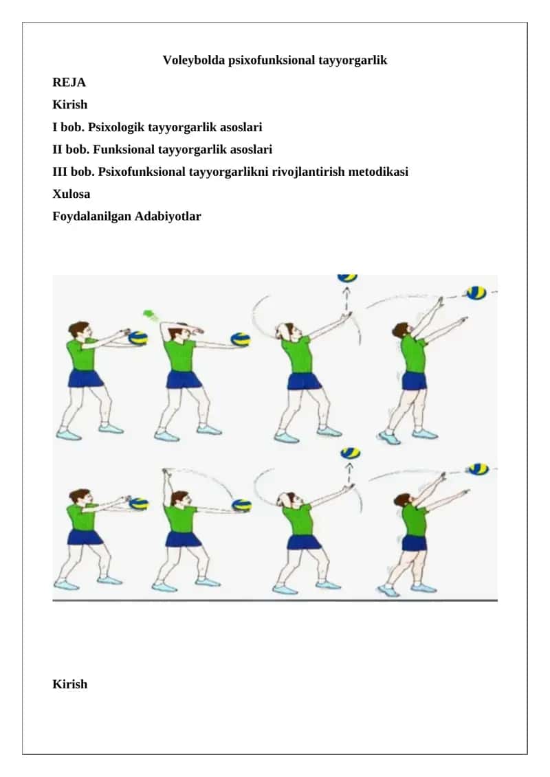 Voleybolda psixofunksional tayyorgarlik 1