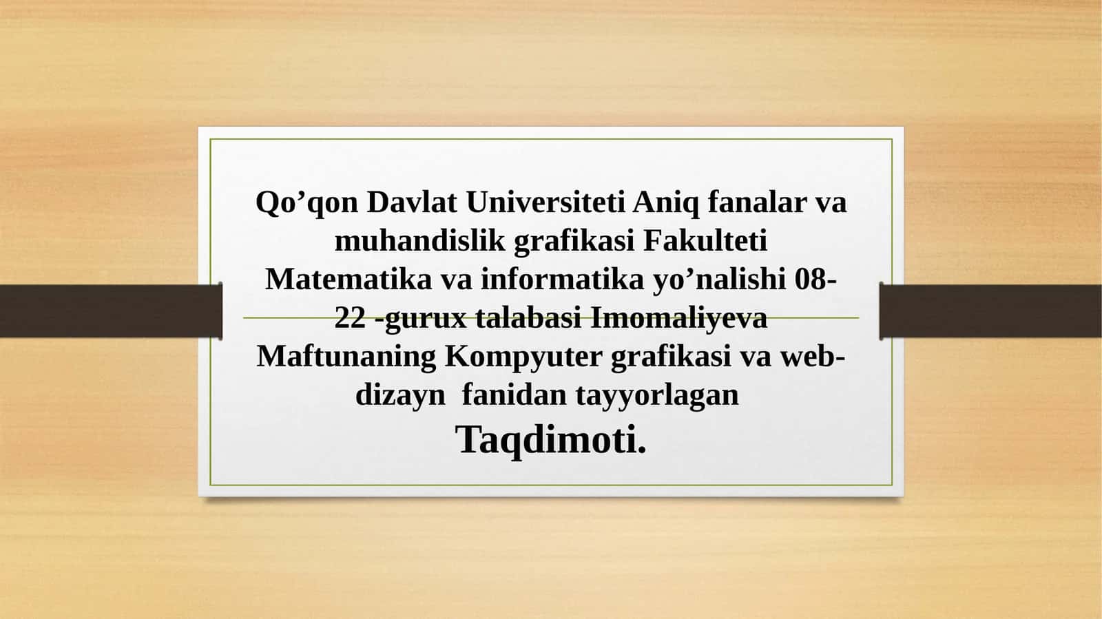 Kompyuter grafikasi va web-dizayn fanidan ta'lim 1