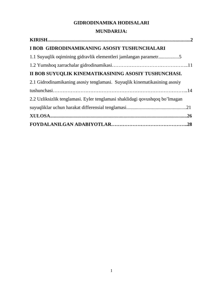 GIDRODINAMIKA HODISALARI 1