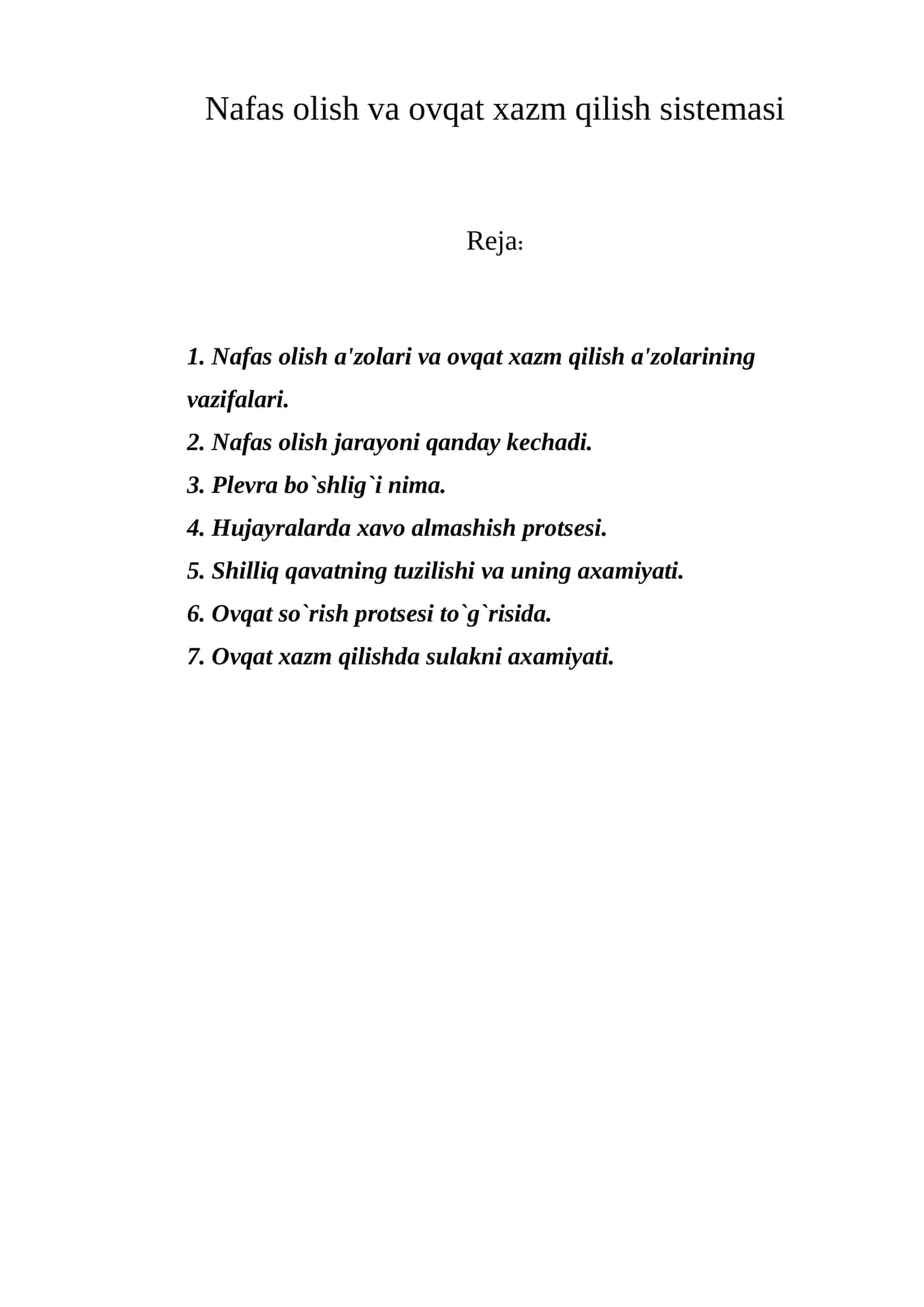 Nafas olish va ovqat xazm qilish sistеmasi 1