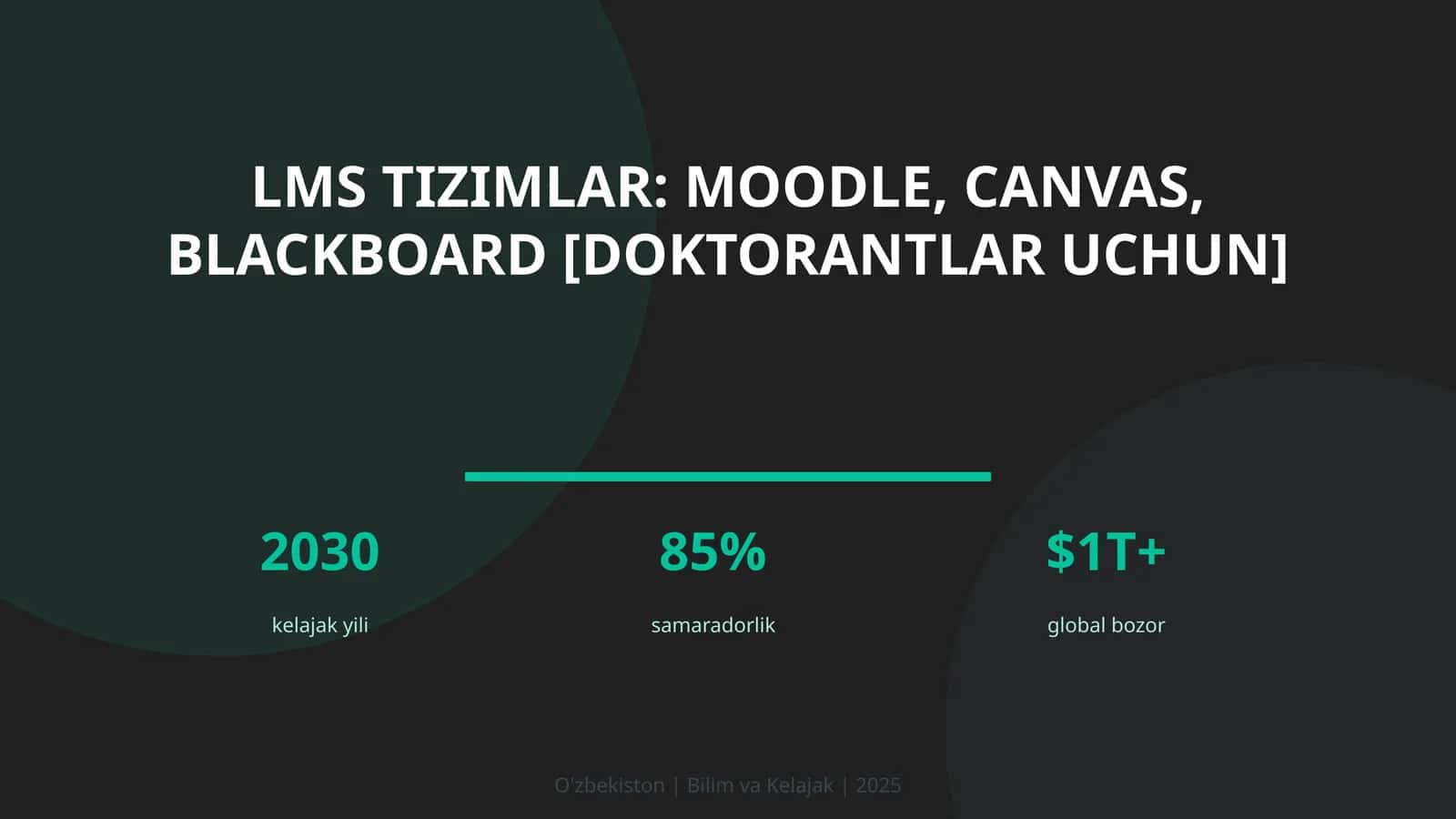 LMS tizimlar: Moodle, Canvas, Blackboard [doktorantlar uchun] 1