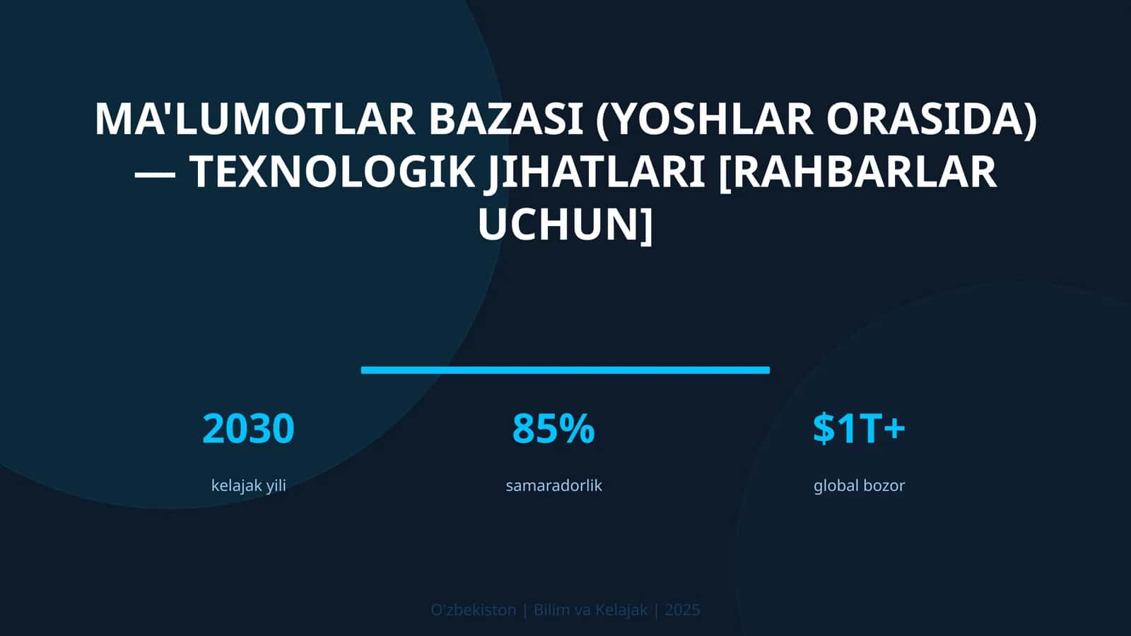 Ma'lumotlar bazasi (yoshlar orasida) — texnologik jihatlari [rahbarlar uchun] 1