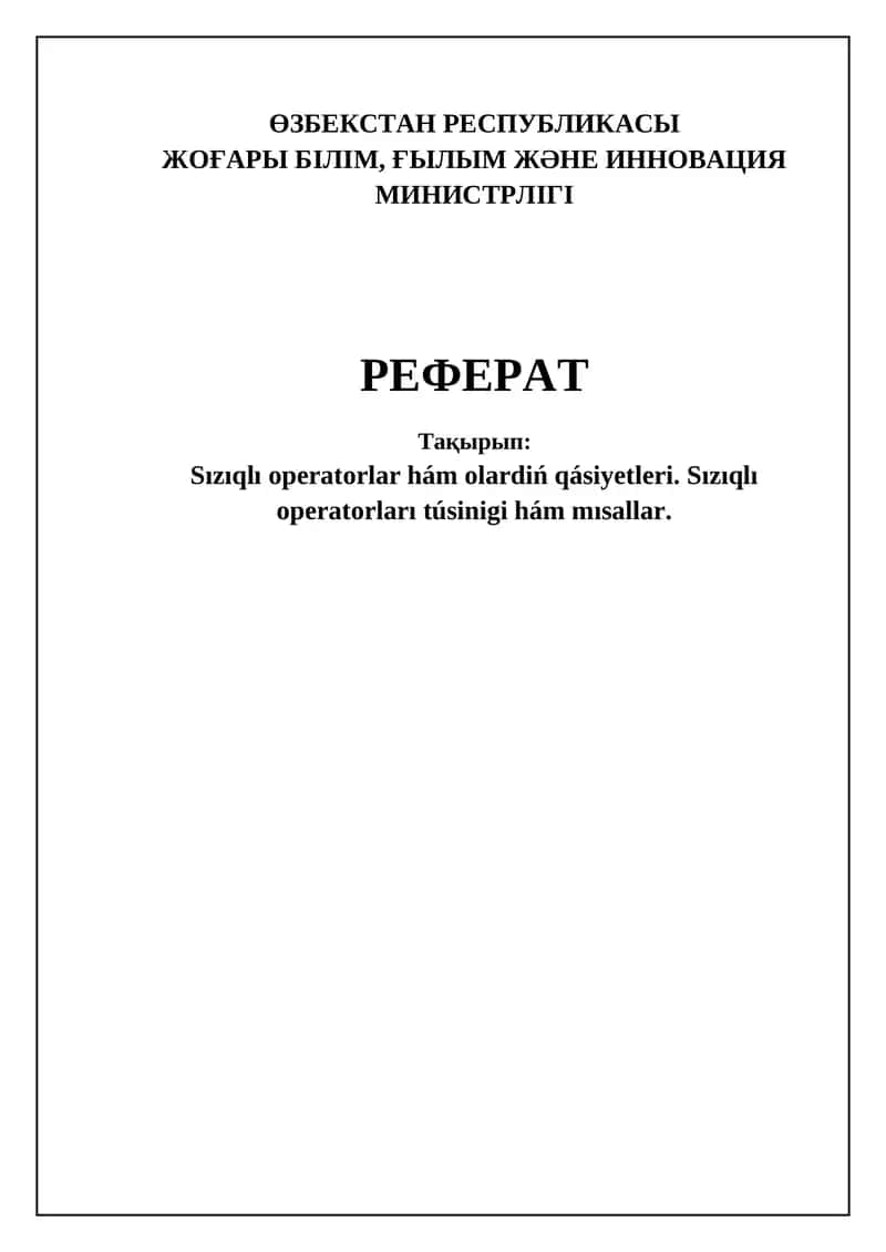 Sızıqlı operatorlar 1