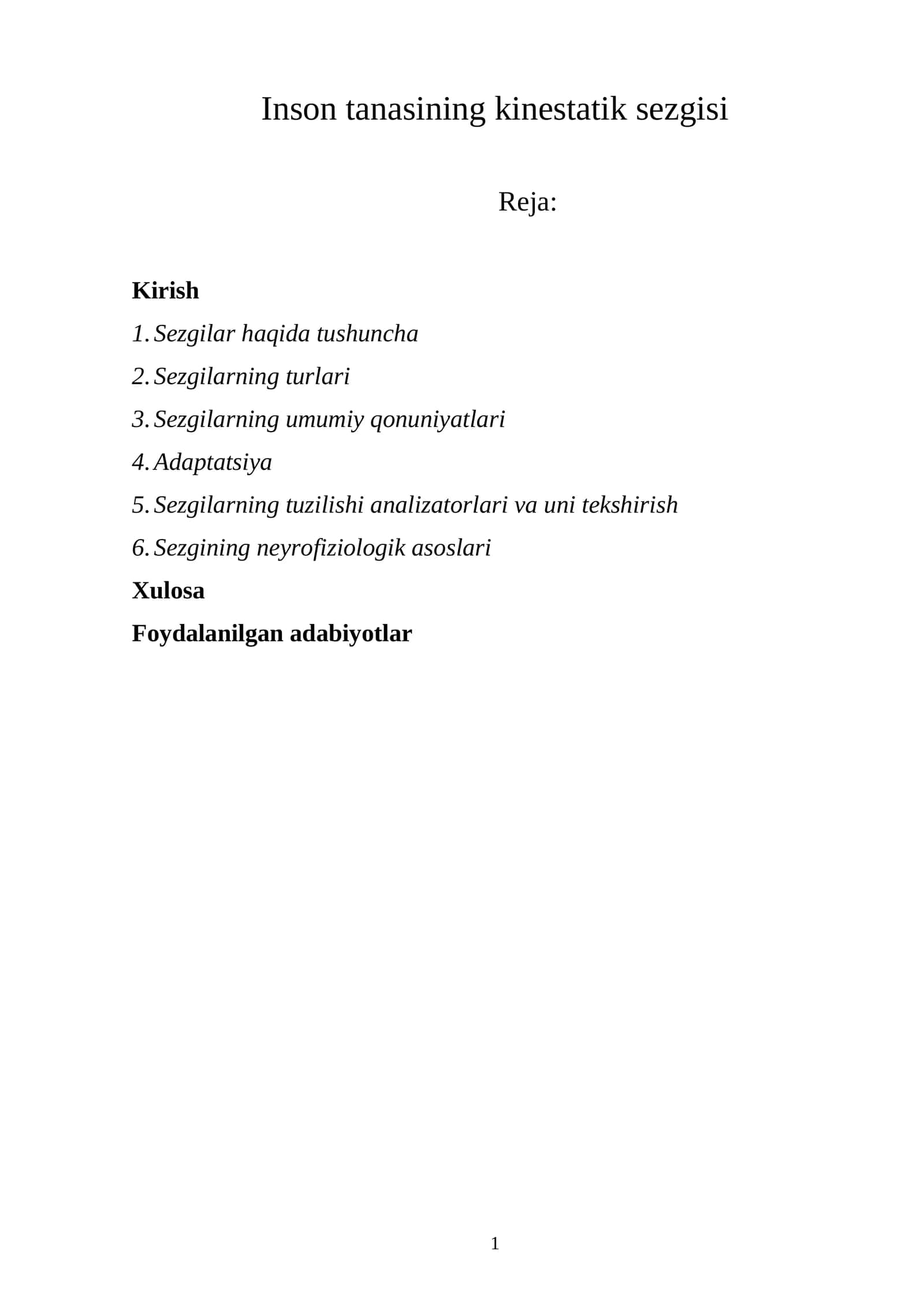 Inson tanasining kinestatik sezgisi 1
