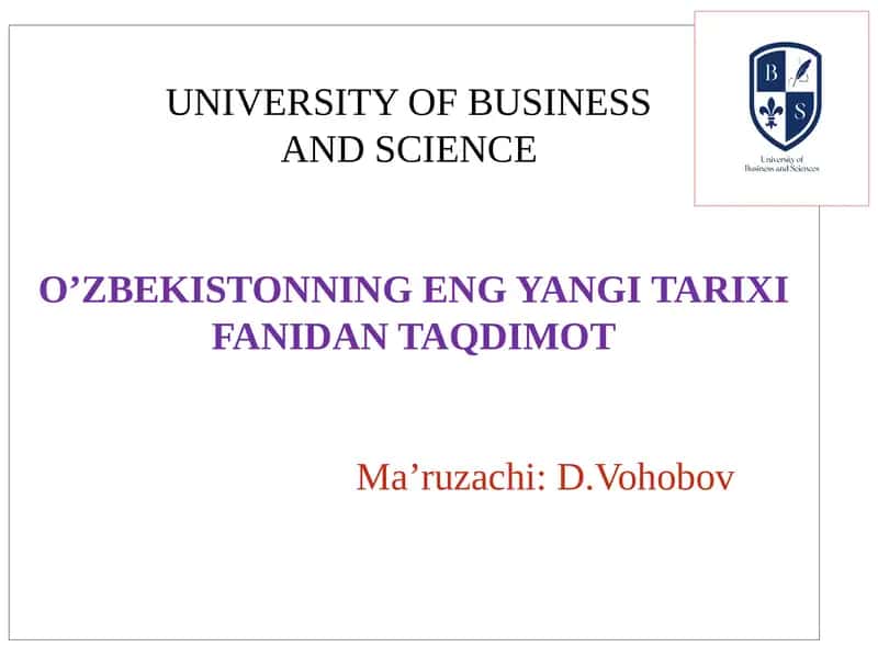 O'zbekistonning Eng Yangi Tarixi 1