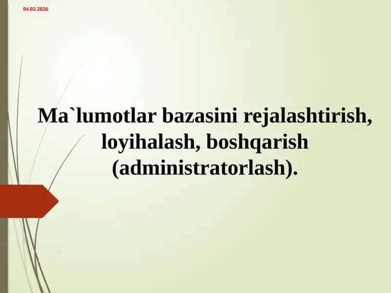 Ma`lumotlarbazasiloyixasitalablari 1