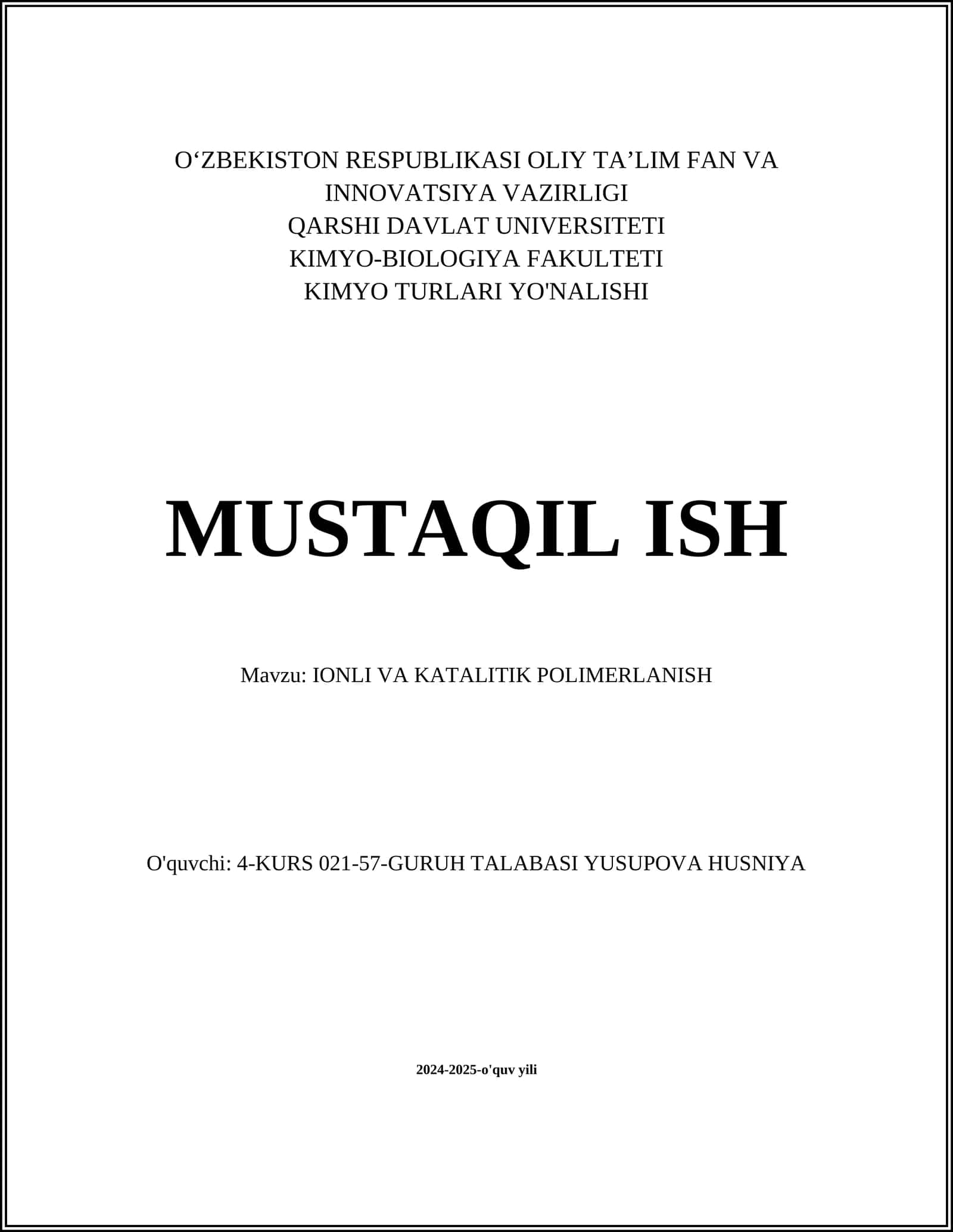 IONLI VA KATALITIK POLIMERLANISH 1