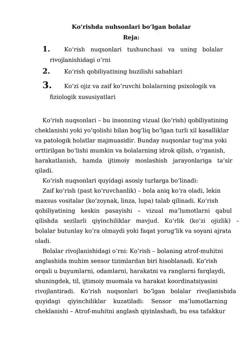 Ko‘rishda nuhsonlari bo‘lgan bolalar 1
