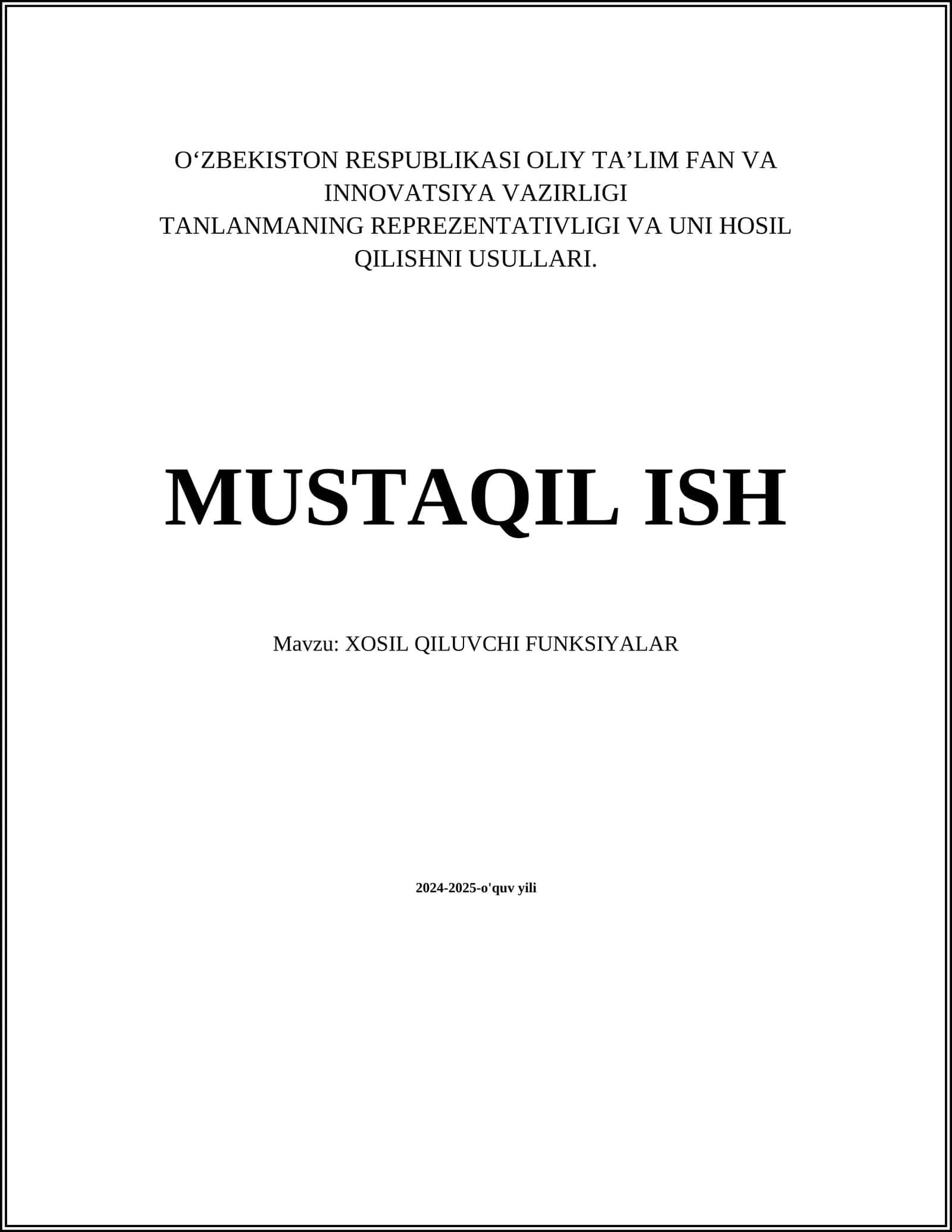 Xoshil qiluvchi funksiyalar 1
