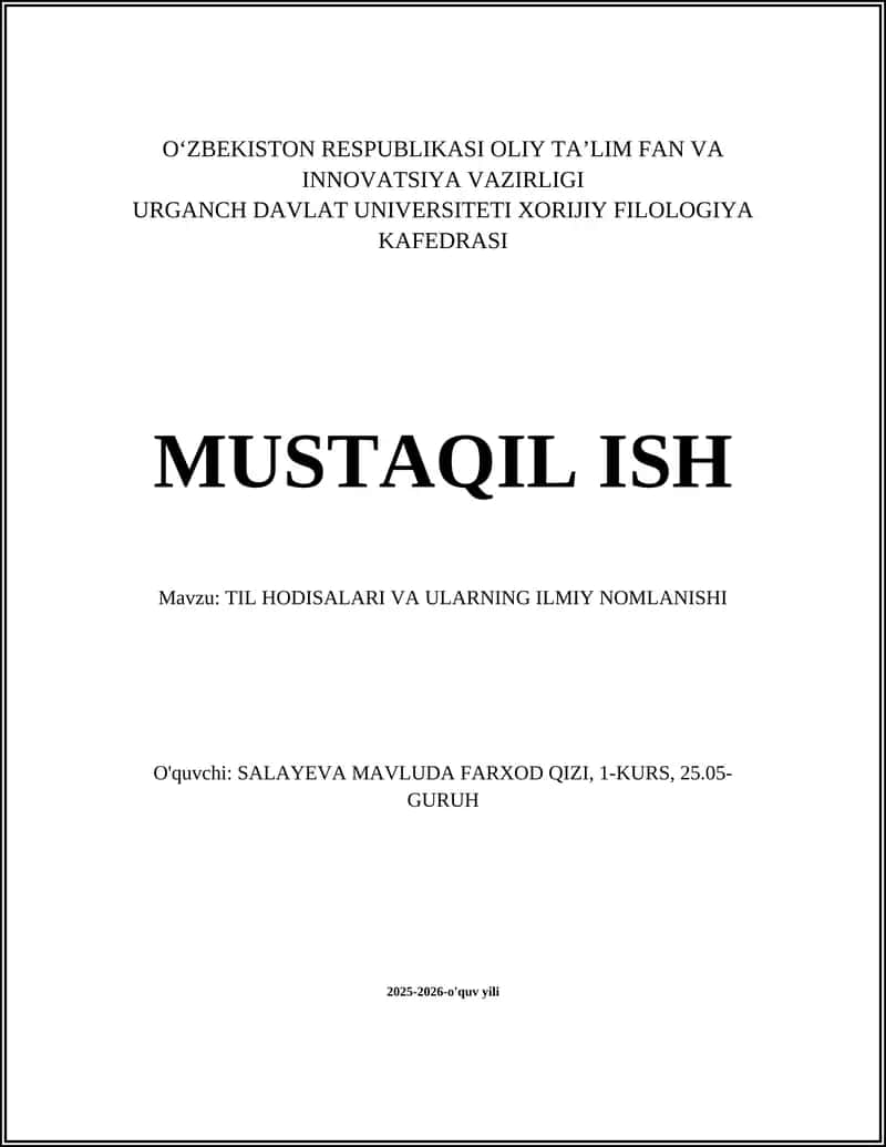 TIL HODISALARI VA ULARNING ILMIY NOMLANISHI 1