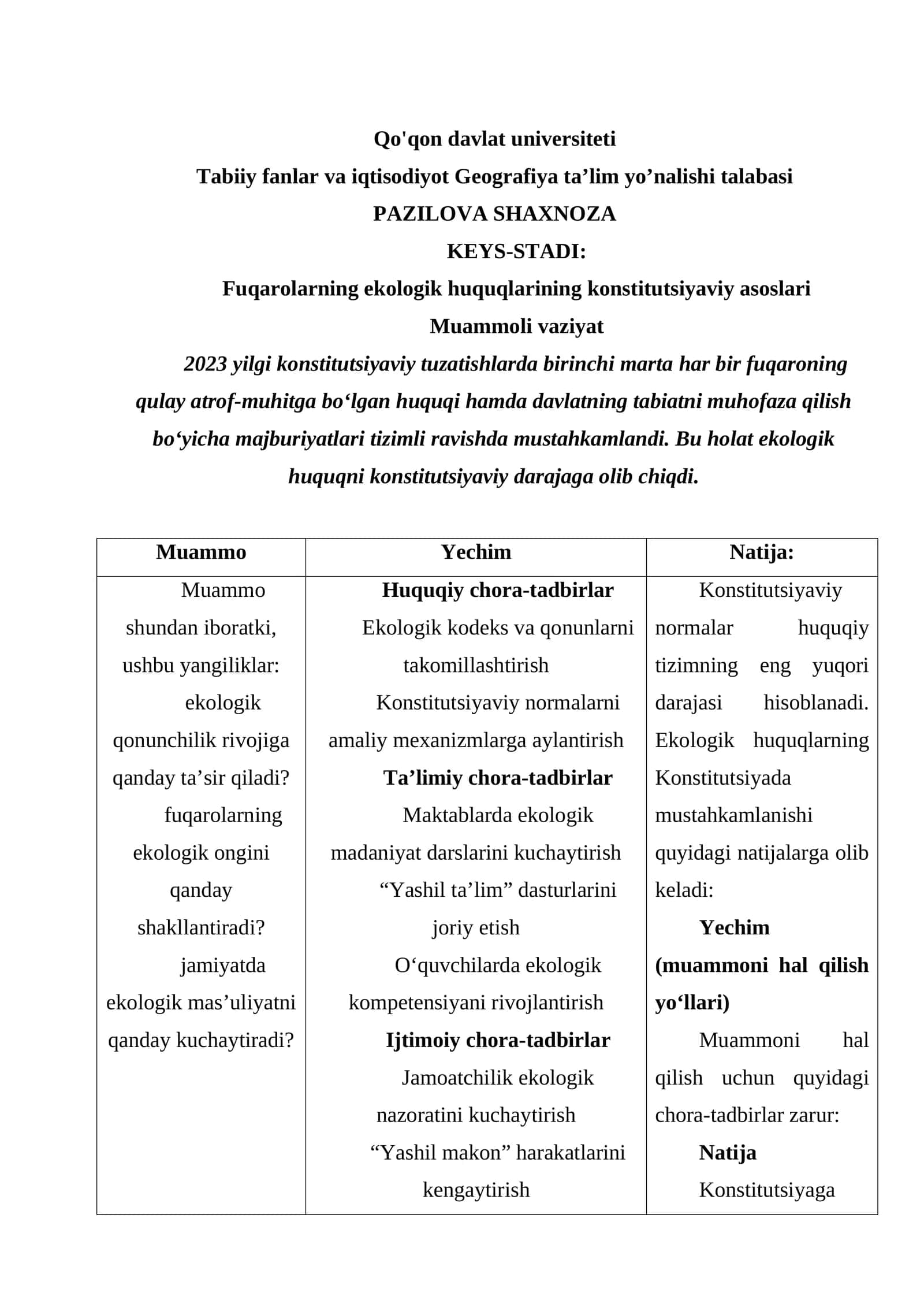 Fuqarolarning ekologik huquqlarining konstitutsiyaviy asoslari 1