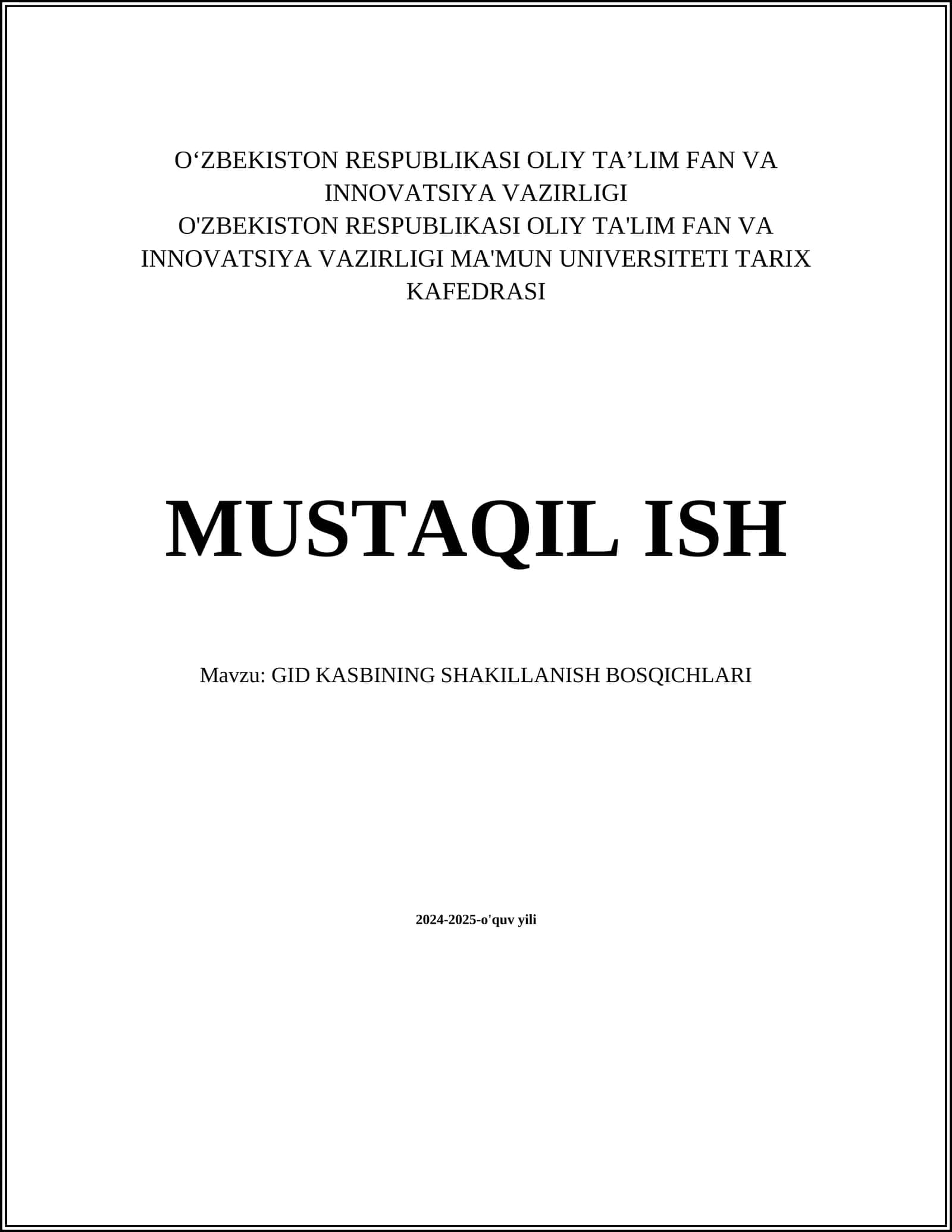 GID KASBINING SHAKILLANISH BOSQICHLARI 1