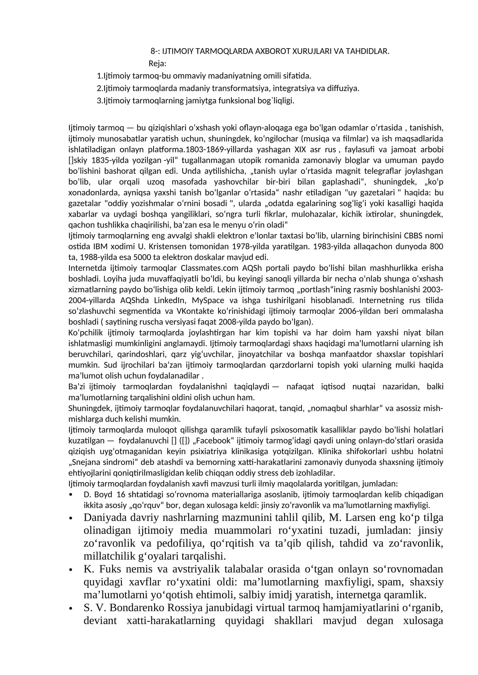 IJTIMOIY TARMOQLARDA AXBOROT XURUJLARI VA TAHDIDLAR 1