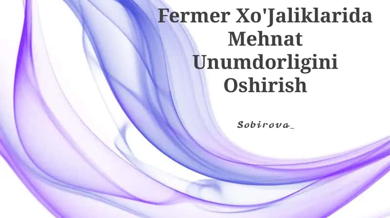 Fermer Xo'Jaliklarida Mehnat Unumdorligini Oshirish 1